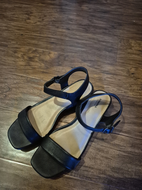 Sonoma Shoes - Sonoma Black Square-Toe Ankle Strap Heels